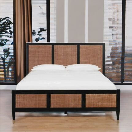 Rattan Cane Wooden Bed