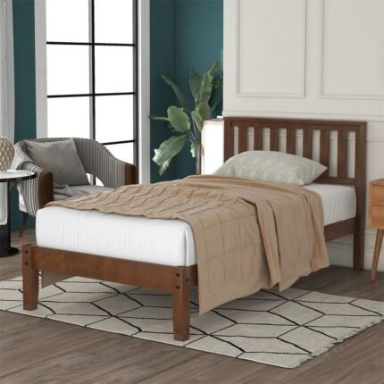 Solid Wood Bed with Headboard