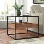 Wooden Glass End Table
